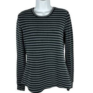 ClimateRight By Cuddl Duds Womens Striped Long Sleeve Fleece Top - Size M